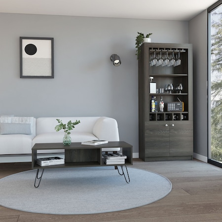 Tuhome Fresno 2 Piece Living Room Set, Bar Cabinet, Coffee Table, Espresso CLIV29